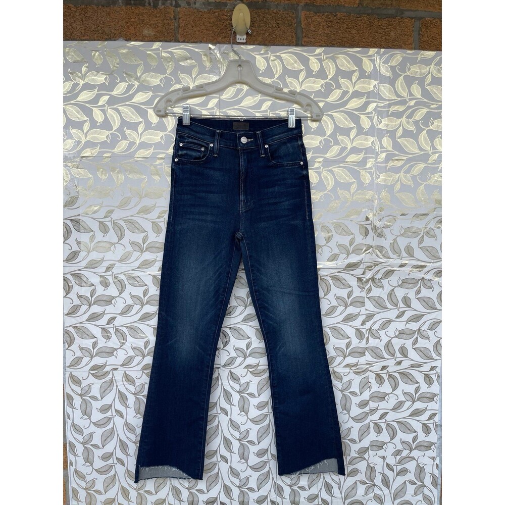 MOTHER The Insider Crop Step Fray Dark Wash Jeans Size 24 Chic Denim